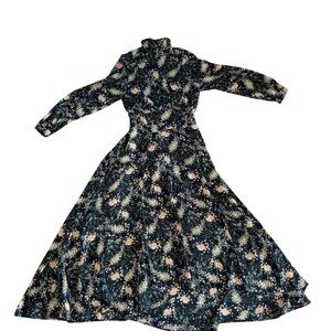 Zara Black Floral Long Sleeve Dress with Mock neck